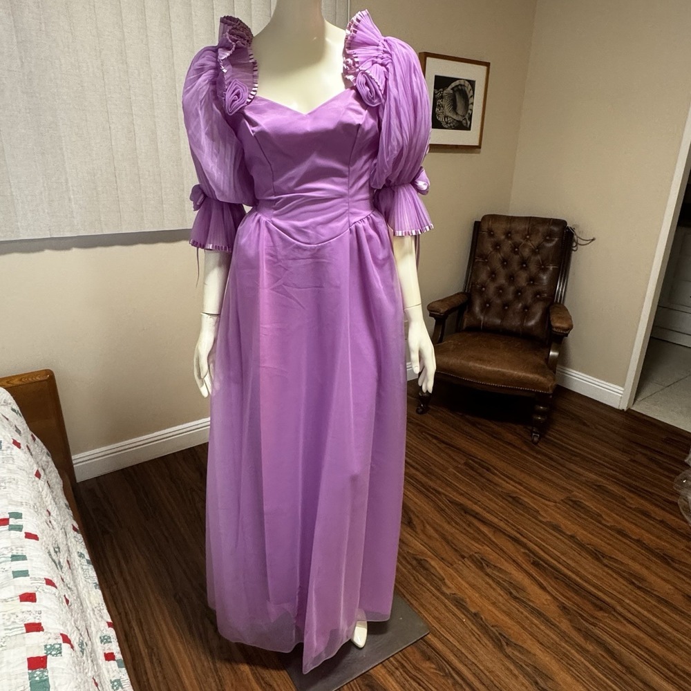 VTG Dance Allure Gown Prom Dress Womens 9/10 Violet Pageant Bridal 80s USA NWT